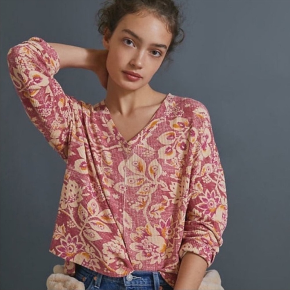 Pilcro Anthropologie Floral Boho Moira Pullover Top, Size S